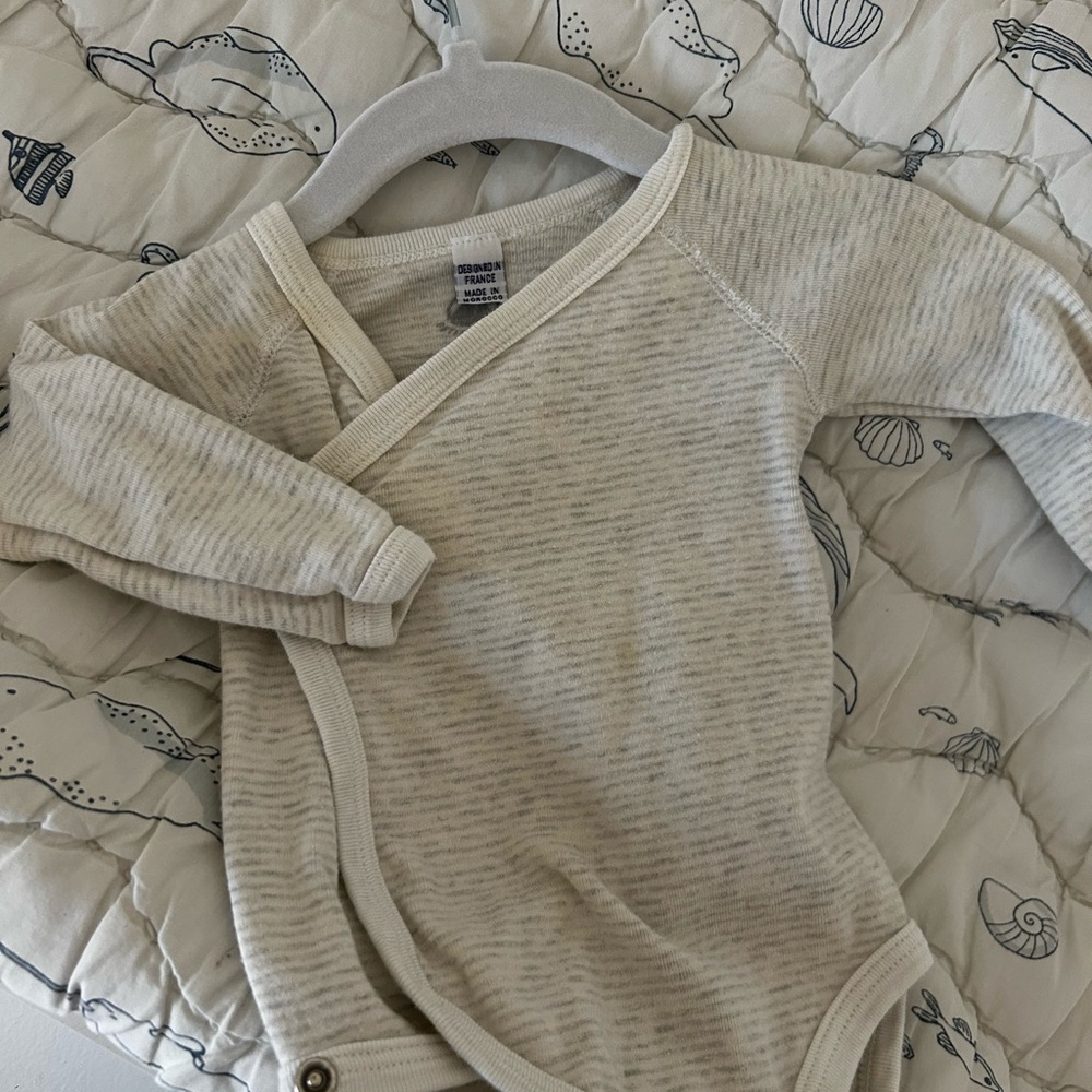 Petit bateau 3m bodysuit onesie long sleeve kimono style